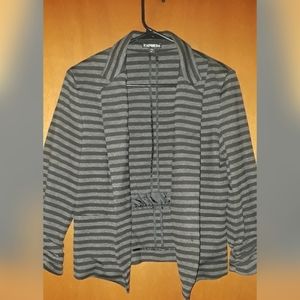 Express: Black & Gray Striped Blazer